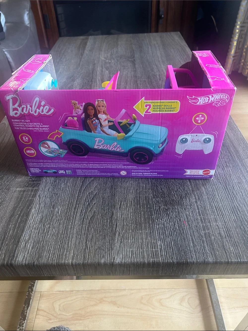 Barbie Teal Convertible Toy Car with Pink and Purple Accents